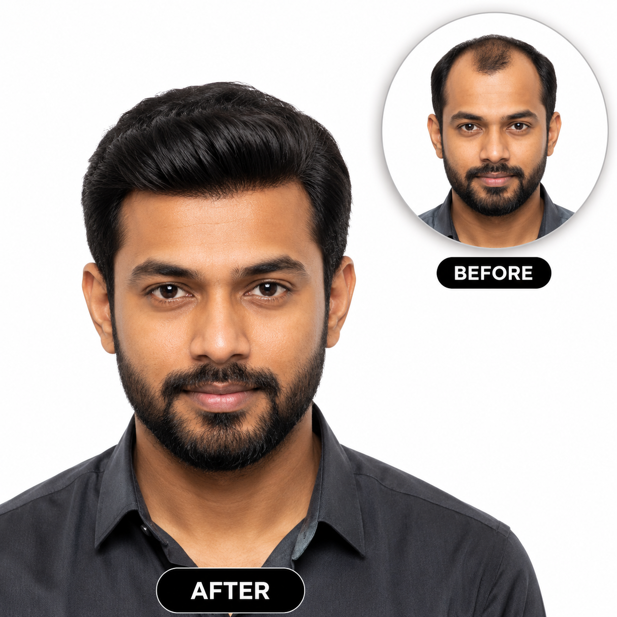 Men's Front Hairline Hair Patch | Natural Human Hair Frontal System