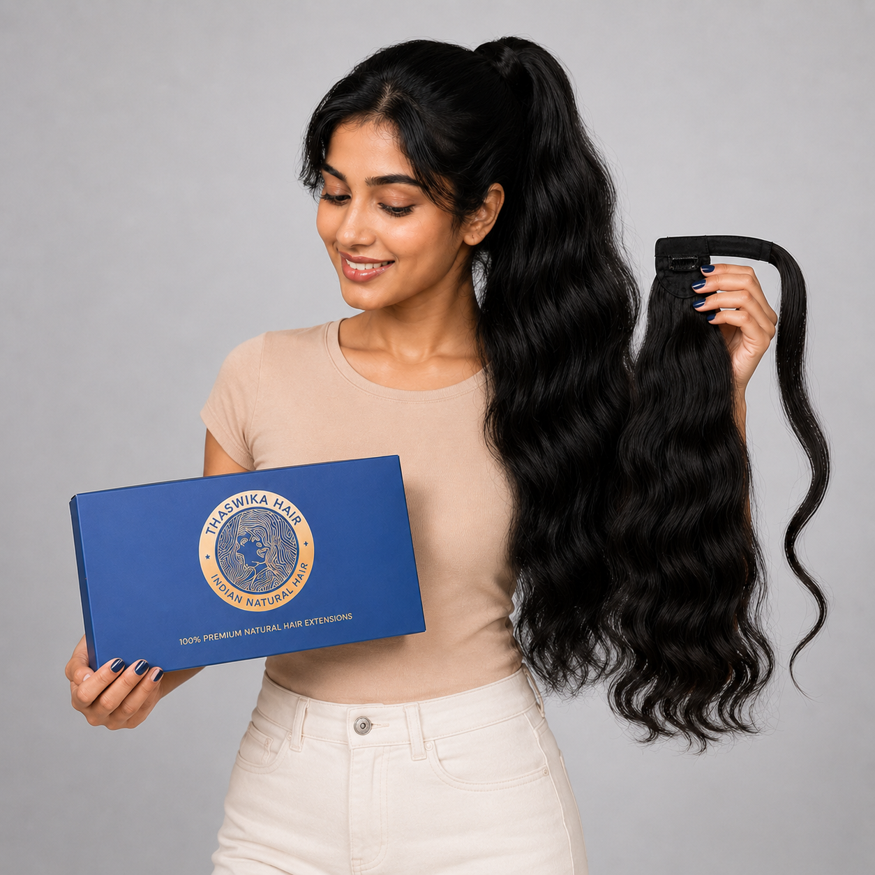 Premium Natural Wavy Ponytail Hair Extension – 100% Human Hair